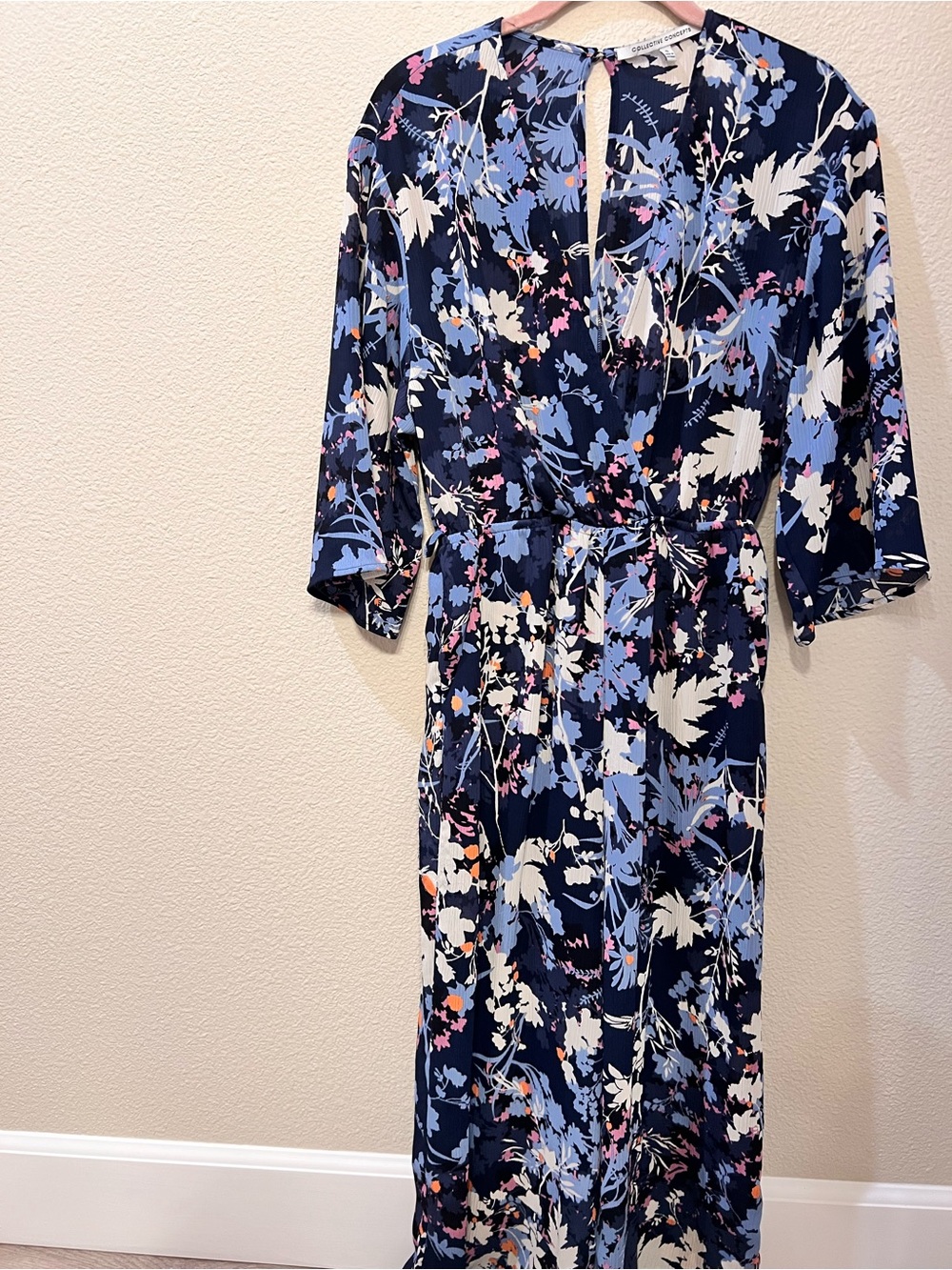 Collective Concepts Navy jumpsuit with Lavender & Cream Floral Print